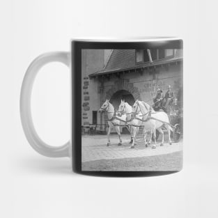 Horse-Drawn Fire Engine, 1922. Vintage Photo Mug